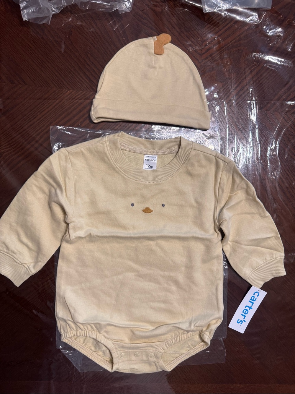 Carter's NWT Baby Chick Bubble Romper & Hat Set- Baby boy Sz 12 months